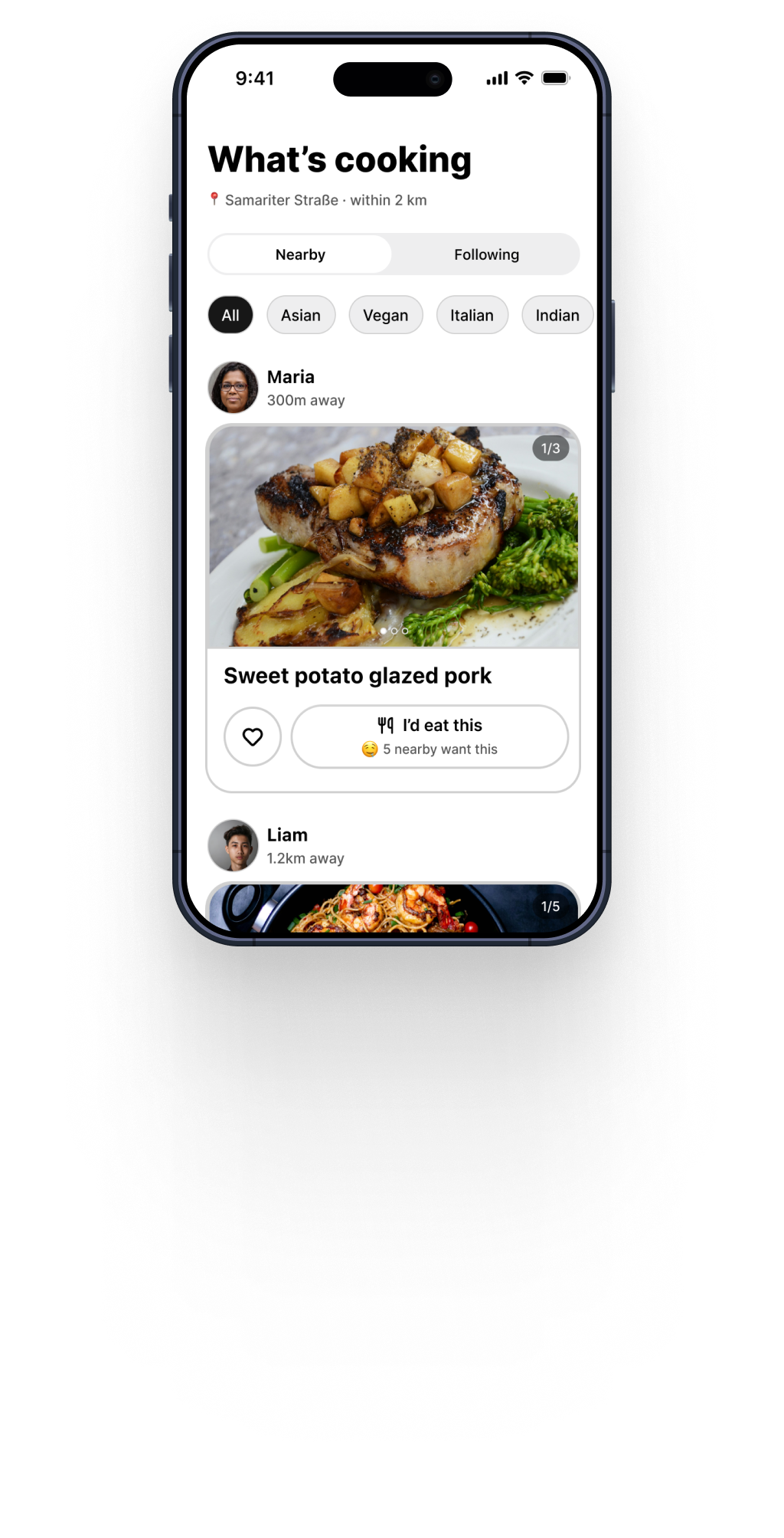 FenFan app showing nearby home cooks
